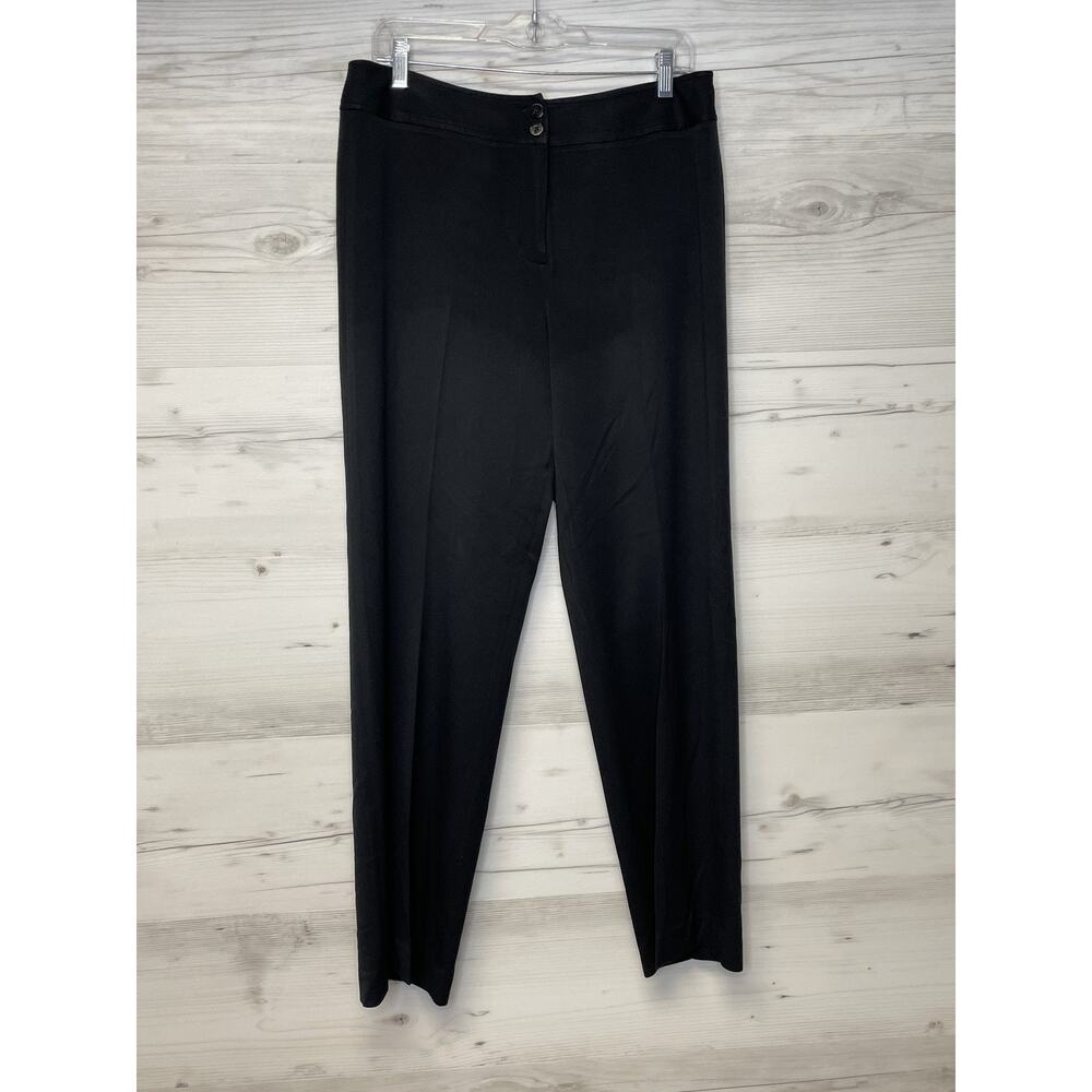 Atelier Pants Womens 10 Black Straight‎ Leg Office Work Lined Stretch Career